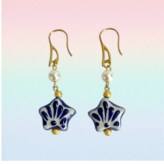 Talavera colbalt blue star earrings.