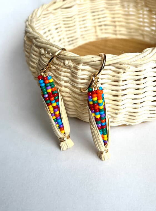 Pride Confetti Beaded Elote (Corn) Earrings