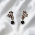 Silver Black Drop Earrings