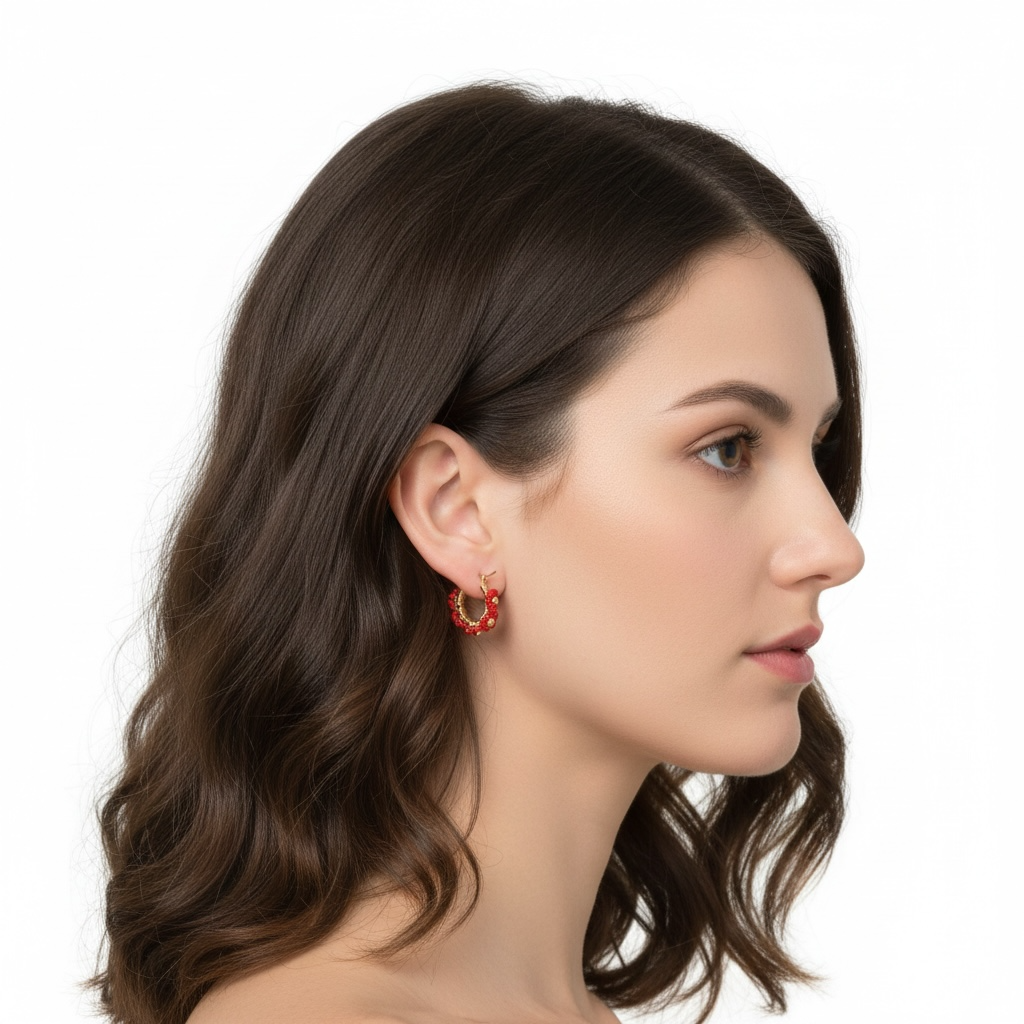Red tiny hoops
