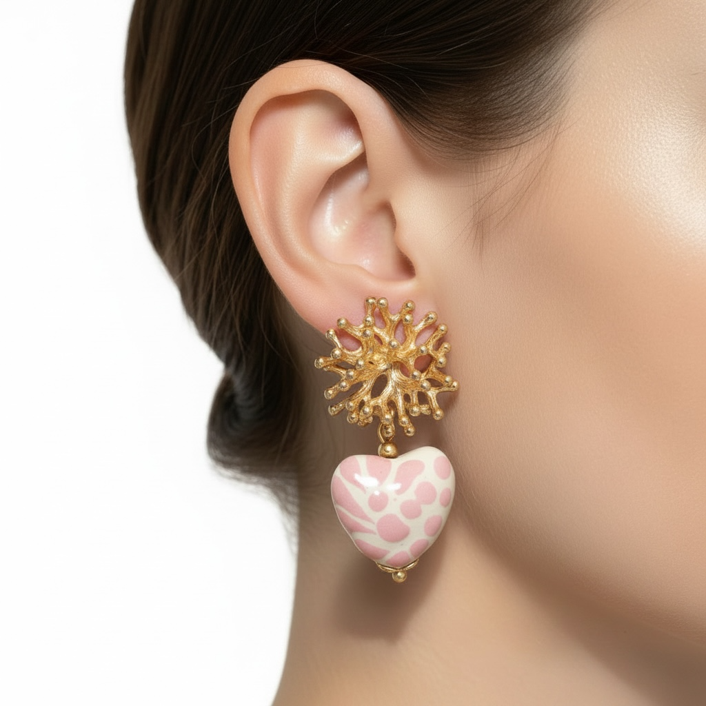 Pink heart+ Coral